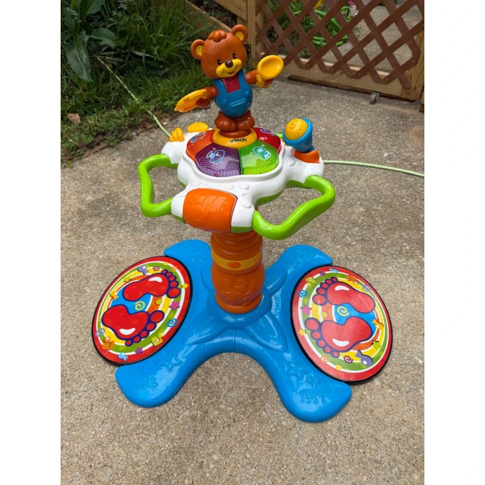 VTech 2007 Sit-to-Stand Dancing Tower Musical Activity Center Toy Blue Bear HTF